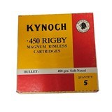 Kynoch .450 Rigby Magnum Rimless Cartridges - 480 Grain Soft-Nosed - 5 Count (14 AVAILABLE) - Image 1 of 1