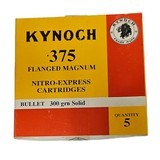 Kynoch .375 Flanged Magnum - Nitro Express Cartridges - 300 Grain Sold - 5 Count (13 AVAILABLE) - Image 1 of 1