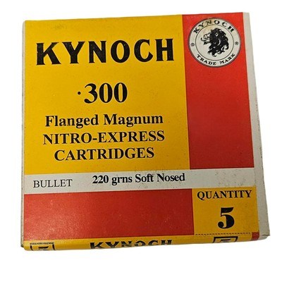 Kynoch .300 H&H Flanged Magnum - Nitro Express Cartridges - 220 Grain Soft-Nosed - 5 Count (16 AVAILABLE) - Image 1 of 1