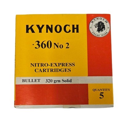 Kynoch .360 No. 2 - Nitro Express Cartridges - 320 Grain Solid - 5 Count (2 AVAILABLE) - Image 1 of 1