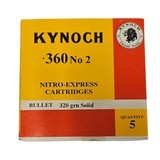 Kynoch .360 No. 2 - Nitro Express Cartridges - 320 Grain Solid - 5 Count (2 AVAILABLE) - Image 1 of 1