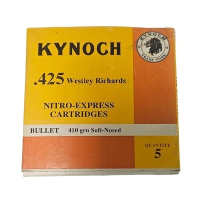 Kynoch .425 Westley Richards - Nitro Express Cartridges - 410 Grain Soft-Nosed - 5 Count (7 AVAILABLE) - Image 1 of 1