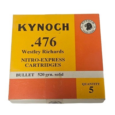 Kynoch .476 Westley Richards - Nitro Express Cartridges - 520 Grain Solid - 5 Count (11 AVAILABLE) - Image 1 of 1