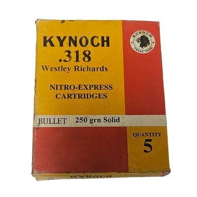 Kynoch .318 Westley Richards - Nitro Express Cartridges - 250 Grain Solid - 5 Count (1 AVAILABLE) - Image 1 of 1