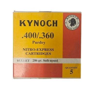 Kynoch .400/.360 Purdey - Nitro Express Cartridges - 286 Grain Soft-Nosed - 5 Count (3 AVAILABLE) - Image 1 of 1