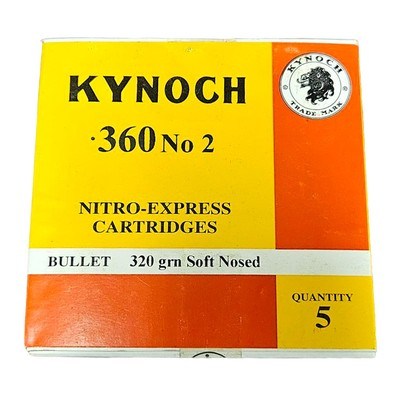 Kynoch .360 No. 2 - Nitro Express Cartridges - 320 Grain Solid - 5 Count (2 AVAILABLE) - Image 1 of 1