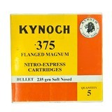 Kynoch .375 Flanged Magnum - Nitro Express Cartridges - 235 Grain Soft-Nosed - 5 Count (10 AVAILABLE) - Image 1 of 1