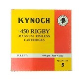 Kynoch .450 Rigby Magnum Rimless Cartridges - 480 Grain Soft-Nosed - 5 Count (2 AVAILABLE) - Image 1 of 1
