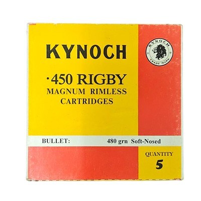 Kynoch .450 Rigby Magnum Rimless Cartridges - 480 Grain Soft-Nosed - 5 Count (2 AVAILABLE) - Image 1 of 1
