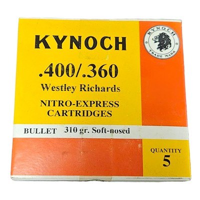 Kynoch .400/.360 Westley Richards - Nitro Express Cartridges - 310 Grain Soft-Nosed - 5 Count (14 AVAILABLE) - Image 1 of 1
