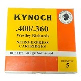 Kynoch .400/.360 Westley Richards - Nitro Express Cartridges - 310 Grain Soft-Nosed - 5 Count (14 AVAILABLE) - Image 1 of 1