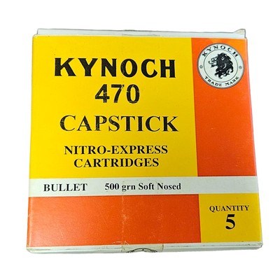 Kynoch 470 Capstick - Nitro Express Cartridges - 500 Grain Soft-Nosed - 5 Count (3 AVAILABLE) - Image 1 of 1