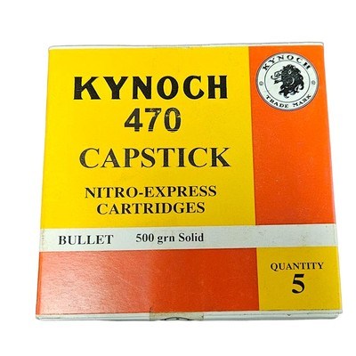 Kynoch 470 Capstick - Nitro Express Cartridges - 500 Grain Solid - 5 Count (3 AVAILABLE) - Image 1 of 1