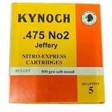 Kynoch .400/.360 Westley Richards - Nitro Express Cartridges - 310 Grain Soft-Nosed - 5 Count (3 AVAILABLE) - Image 1 of 1