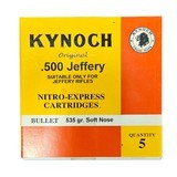 Kynoch Original .500 Jeffery - Nitro Express Cartridges - 535 Grain Solid - 5 Count (1 AVAILABLE) - Image 1 of 1