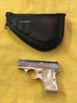 Collector Grade Belgium Made Nickel 1966 FN “Baby” Browning .25 ACP Semi Automatic With Original Zipper Pouch - 1 of 15