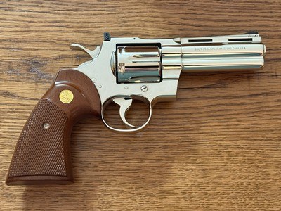 High Condition Collector Grade 1977 Bright Nickel 4” Colt Python .357 Magnum with Original Box and Colt Archive Letter - Image 4 of 15