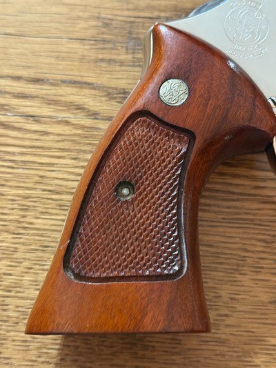 High Condition Collector Grade 1979 Bright Nickel 5” S&W 27-2 .357 Mag P&R 3Ts with Wooden Presentation Case, Outer Shipping Box, & Archive Letter - Image 10 of 15