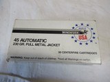 Full Box 50 rds Winchester 45 Automatic Ammo - 1 of 5