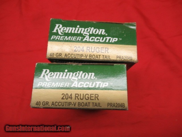 2 Boxes 40 Rds Remington Premier Accutip 204 Ruger Ammo