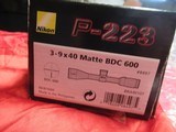 Nikon P-223 3-9 X 40 Matte BDC 600 Scope Like new ! - 2 of 11