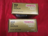 2 Boxes 40 Rds Federal Premium Safari 458 Win Magnum Factory Ammo - 2 of 4