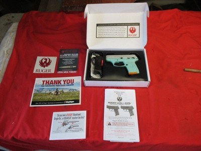 Ruger EC9s Turquoise Aluminum Cerakote 9MM with Extra Mag & Box