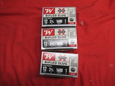 3 Boxes 45Rds Winchester SuperX Rifled Slug 12ga