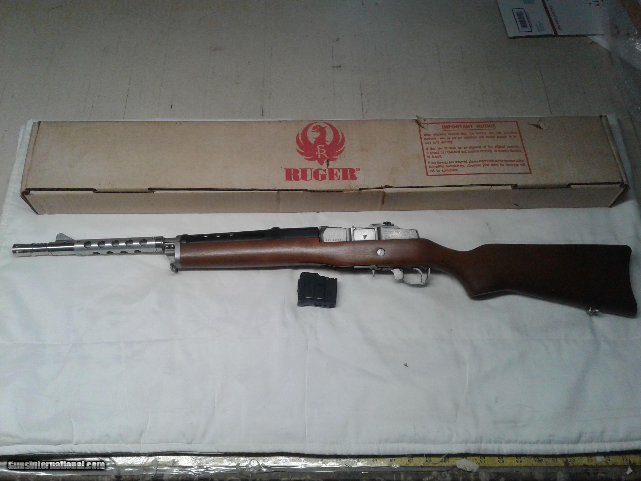 Ruger Mini-14 Ranch carbine stainless barrel wood stock with flash protecto...