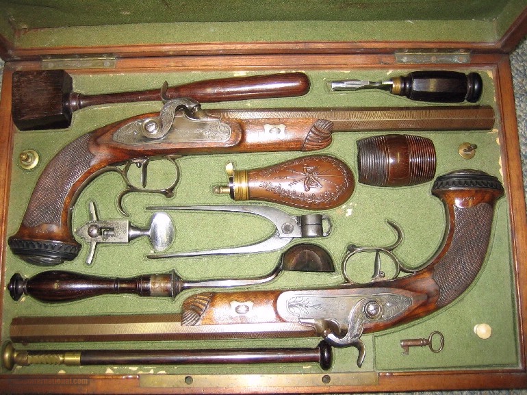 CASED PAIR OF BOUTET DUELING PISTOLS - 1 of 1