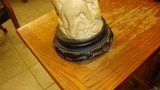 VINTAGE VERY OLD ELEPHANT TUSK ON A BASE 10 INCHES DIA. AT BASE 16 INCHES LONG COMPLETELY CARVED - 7 of 8
