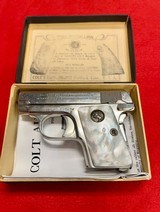 RARE COLT 1908 POCKET PISTOL FACTORY MOTHER OF PEARL GRIPS - 3 of 8