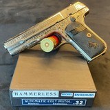 STUNNING!!!! 1903 Colt Pocket Hammerless, Nickel, Engraved, .32 ACP, MFG 1923 - 2 of 6