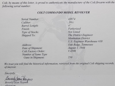 WWII Manhattan Project Colt Commando with Factory Letter & Security Badges - Image 3 of 13