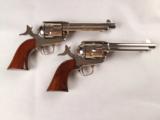 One Pair of Uberti Cattleman 5 1/2" Single Action Army Pistols in Nickel Finish! - 4 of 9