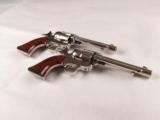 One Pair of Uberti Cattleman 5 1/2" Single Action Army Pistols in Nickel Finish! - 2 of 9