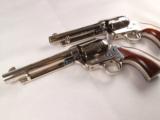 One Pair of Uberti Cattleman 5 1/2" Single Action Army Pistols in Nickel Finish! - 8 of 9