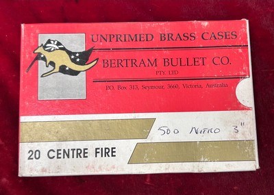 Bertram 500 Nitro Express or Black Powder Express unfired brass NEW 20 rds