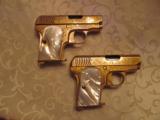 Pair of SPANISH colt 1918 BRONCO Gold Plated and Factory Engraved 7.65 Pistols - 3 of 5