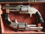 Smith & Wesson Model 1 1/2 No. 1 1/2 First Issue Rare Pair of Silverplated and Acid Etched in Case 32 Rimfire Revolver - 3 of 9