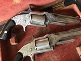 Smith & Wesson Model 1 1/2 No. 1 1/2 First Issue Rare Pair of Silverplated and Acid Etched in Case 32 Rimfire Revolver - 5 of 9