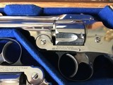 Smith & Wesson 38 Safety DA Hammerless Fine English Watson Brothers Retailed Cased Nickel Pair of Revolvers - 4 of 12