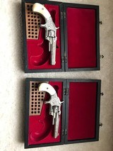 Pair of Smith & Wesson Model 1 Third Issue Engraved Nickel Revolvers 22 Short Rimfire - 4 of 9