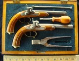 Antique European Dueling Pistol Set Cased with Accessories - 2 of 15