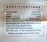 BIG HORN Target Pistol New in Box with Papers Single Shot No Reserve - 12 of 14