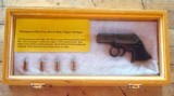 Antique 32 rim fire cal. Remington Elliot ring trigger 4 Barrel Pepper Box Deringer in a glass front Presentation case