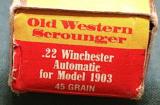 WINCHESTER .22 AUTOMATIC RIM FIRE; (FOR THE WINCHESTER MODEL 1903 ONLY) 39 ROUNDS - 3 of 4