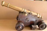 ART=SCULPTURE=MISCELLANEOUS= GUN RELATED == BRASS CANNON == NAVY = 18th Century Naval Ship Carriage Cannon - 4 of 7