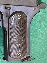COLT = 1902 = 38 RIMLESS = Very Early made date == MILITARY Model = BLUED, Refreshed = All original = Forward Nail File Serration on Slide = - 7 of 12