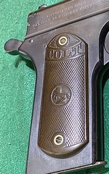 COLT = 1902 = 38 RIMLESS = Very Early made date == MILITARY Model = BLUED, Refreshed = All original = Forward Nail File Serration on Slide = - 8 of 12